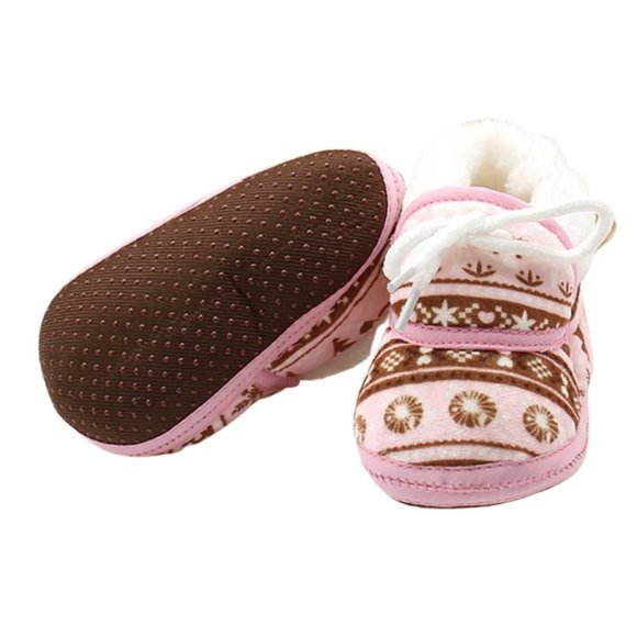 Infant Fleece Rubber Grip Bottom Slippers Moccasins Arctic Animals - Picture 4 of 7